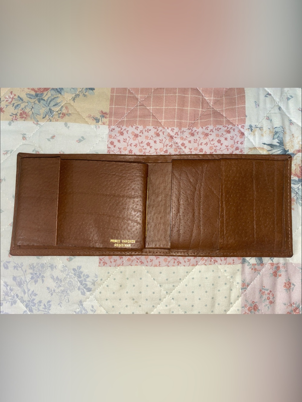 Prince Gardner Registrar Brown Pigskin Leather Bifold Wallet
